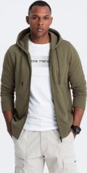Ombre Bawełniana rozpinana bluza męska dresowa BASIC oliwkowa V2 OM-SSBZ-0160 L. Zielone bluzy męskie Ombre, l, bez wzorów, z bawełny, bez kaptura. Za 199.99 zł.