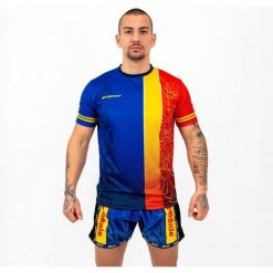Knockout Romania Koszulka. Niebieskie koszulki sportowe męskie KNOCKOUT, m, bez wzorów, bez kołnierzyka, bez ramiączek. Za 140.87 zł.