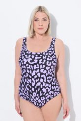 Damskie Strój kąpielowy wzór w panterkę bez miękkich miseczek okrągły dekolt. Zielone kostiumy jednoczęściowe damskie Ulla Popken, plus size, bez wzorów, z elastanu, sportowe, plus size, do pływania. Za 159.99 zł.