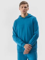 4F Bluza dresowa nierozpinana z kapturem męska - niebieska L. Niebieskie bluzy męskie 4f, l, bez wzorów, z bawełny, z kapturem. W wyprzedaży za 99.99 zł.
