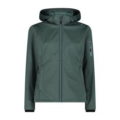 Damska kurtka turystyczna z kapturem CMP. Zielone kurtki sportowe damskie CMP, xs, bez wzorów, z kapturem, trekkingowe. Za 382.50 zł.