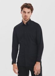 PAKO LORENTE – Czarna dzianinowa koszula męska. Czarne koszule męskie Pako Lorente, l, bez wzorów, z dzianiny, klasyczne, bez kołnierzyka, bez ramiączek. Za 299.99 zł.