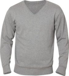 Clique Sweter V‑neck Aston z bawełny szary melanż. Szare swetry przez głowę męskie CLIQUE, m, bez wzorów, z bawełny, bez kołnierzyka. Za 233.95 zł.