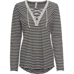 Shirt ze sznurowaniem bonprix jasnoszary melanż - czarny w paski. Bluzki damskie bonprix. Za 32.99 zł.