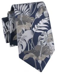 Krawat Męski - Granat i Popiel, Duże Kwiaty - Alties. Niebieskie krawaty i muchy Alties, bez wzorów, z tkaniny, eleganckie. Za 55.00 zł.
