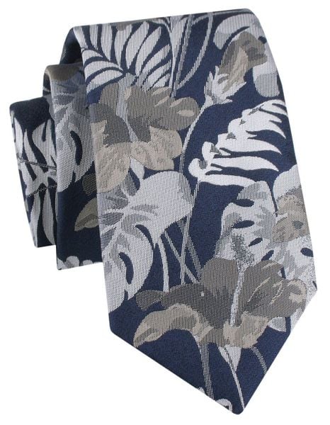 Krawat Męski - Granat i Popiel, Duże Kwiaty - Alties. Niebieskie krawaty i muchy Alties, bez wzorów, z tkaniny, eleganckie. Za 55.00 zł.