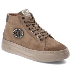 Brązowe Sneakersy CheBello Stylowe Skórzane Buty Damskie. Brązowe kozaki damskie CheBello, bez obcasa, na platformie. Za 458.99 zł.
