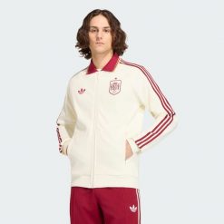 Wyjazdowa bluza reprezentacyjna Hiszpania. Białe bluzy męskie Adidas, xl, bez wzorów, z dresówki, bez kaptura, do piłki nożnej. Za 529.00 zł.