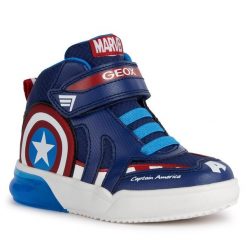 Sneakersy Geox. Niebieskie półbuty chłopięce Geox, bez wzorów, bez zapięcia. Za 229.99 zł.