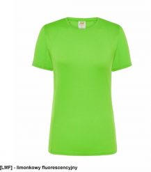 JHK Damski sportowy - dopasowany do sylwetki, dekoracyjne przeszycia przd, tył, rękawy, 100% poliester, 130g, limonkowy fluorescencyjny S. Koszulki sportowe damskie JHK, s, bez wzorów, z poliesteru, bez kołnierzyka, bez ramiączek. Za 12.42 zł.