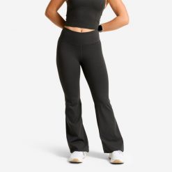 Legginsy sportowe damskie Domyos flare. Szare legginsy sportowe damskie DOMYOS, l, bez wzorów, z lycry, z podwyższonym stanem, długie, na fitness i siłownię. Za 129.99 zł.