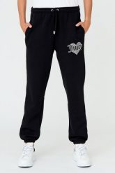 JUICY COUTURE Czarne spodnie Heart Diamante. Czarne spodnie dresowe damskie Juicy Couture, s, z aplikacjami, z bawełny. W wyprzedaży za 329.99 zł.