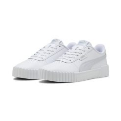 Damskie sneakersy Carina 3.0 PUMA White Silver Mist Gray. Białe obuwie sportowe damskie Puma, bez wzorów, tenisowe. Za 279.00 zł.