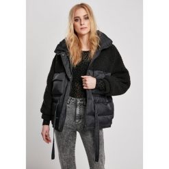 Kurtka damska Urban Classics sherpa mix puffer. Czarne kurtki damskie Urban Classics, bez wzorów, z puchu, bez kaptura. W wyprzedaży za 307.50 zł.