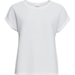 Shirt z materiału strukturalnego bonprix biały. Bluzki damskie bonprix. Za 79.99 zł.