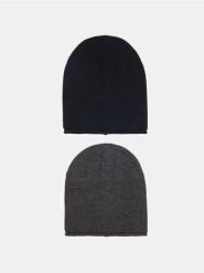 Czapki beanie z wiskozą 2 pack - szary. Szare czapki i kapelusze męskie Sinsay, bez wzorów, z wiskozy. Za 25.99 zł.