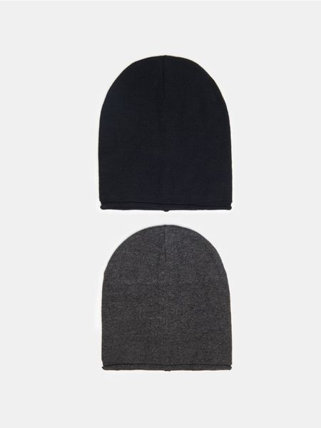 Czapki beanie z wiskozą 2 pack - szary. Szare czapki i kapelusze męskie Sinsay, bez wzorów, z wiskozy. Za 25.99 zł.