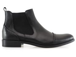 Czarne męskie buty zimowe - sztyblety BZ16. Czarne botki męskie Modini Moda Męska, na zimę, z aplikacjami, z materiału, casualowe, bez zapięcia. W wyprzedaży za 396.00 zł.