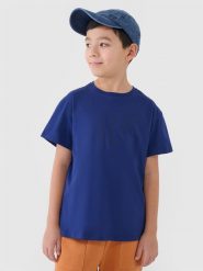 4F T-shirt oversize z nadrukiem chłopięcy - niebieski 122 (6-7 lat). Niebieskie t-shirty dla chłopców 4f, bez wzorów, z bawełny, bez ramiączek. Za 39.99 zł.