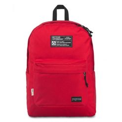 Plecak sportowy szkolny JanSport Recycled Superbreak JS0A4NW25XP. Czerwone plecaki damskie JanSport, bez wzorów, sportowe. Za 49.99 zł.