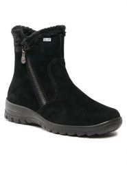 Rieker Botki L7162-00 Czarny. Czarne botki damskie Rieker, ze skóry, bez obcasa, na płaskiej podeszwie, bez zapięcia. Za 389.99 zł.