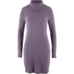 Sukienka dzianinowa z golfem, długi rękaw bonprix matowy lila. Sukienki damskie marki bonprix. Za 54.99 zł.