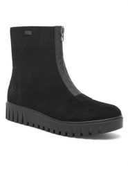 Rieker Botki Y3459-00 Czarny. Czarne botki damskie Rieker, ze skóry, bez obcasa, na płaskiej podeszwie, bez zapięcia. Za 239.99 zł.