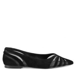 Baleriny Eva Minge. Czarne baleriny damskie Eva Minge, bez wzorów, bez obcasa. Za 319.99 zł.