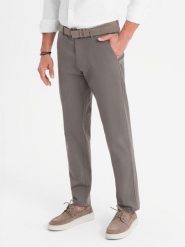 Spodnie męskie chino REGULAR FIT z delikatną strukturą – szare V1 - Rozmiar: M. Szare spodnie materiałowe męskie Ombre Clothing, m, bez wzorów, z bawełny, klasyczne. W wyprzedaży za 254.99 zł.