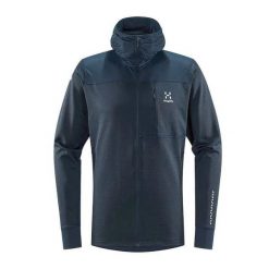 Bluza turystyczna polarowa męska Haglöfs L.I.M Mid Multi Hood. Niebieskie bluzy męskie Haglöfs, l, bez wzorów, z polaru, bez kaptura, trekkingowe. Za 299.99 zł.