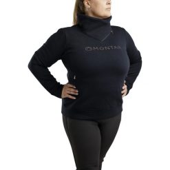 Damska bluza jeździecka z zamkiem błyskawicznym Montar Naja. Niebieskie bluzy damskie MONTAR, xl, bez wzorów, z bawełny, bez kaptura. Za 368.50 zł.