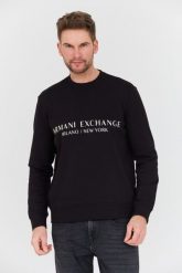 ARMANI EXCHANGE Czarna bluza. Czarne bluzy męskie Armani Exchange, l, bez wzorów, bez kaptura. W wyprzedaży za 439.99 zł.