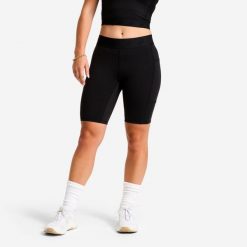 Legginsy fitness cardio damskie Domyos krótkie. Czarne legginsy sportowe damskie DOMYOS, xs, bez wzorów, z materiału, krótkie, na fitness i siłownię. Za 89.99 zł.
