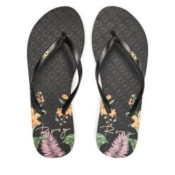 Japonki Roxy. Czarne klapki damskie Roxy, bez wzorów, sportowe, bez obcasa. Za 59.99 zł.
