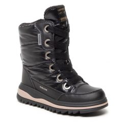 Śniegowce Geox. Czarne buty zimowe dziewczęce Geox, bez zapięcia. Za 329.99 zł.