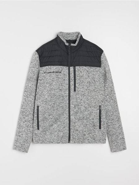 Bluza softshell - szary. Szare bluzy męskie Sinsay, l, bez wzorów, z softshellu, bez kaptura. Za 79.99 zł.