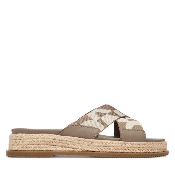 Klapki DKNY. Brązowe espadryle damskie DKNY, bez wzorów, bez obcasa. Za 341.99 zł.