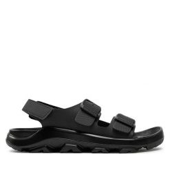 Sandały Birkenstock. Czarne sandały damskie Birkenstock, bez wzorów, bez obcasa, na płaskiej podeszwie, bez zapięcia. Za 339.99 zł.