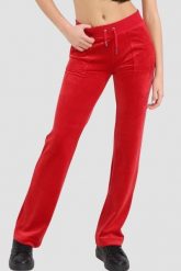JUICY COUTURE Czerwone damskie spodnie welurowe Del Ray Pocket Pant, Rozmiar XS. Czerwone spodnie dresowe damskie Juicy Couture, s, bez wzorów, z dresówki. W wyprzedaży za 323.99 zł.