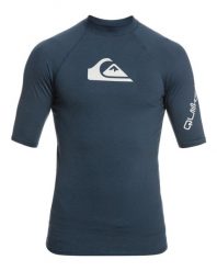 Koszulka do pływania męska Quiksilver All Time. Niebieskie koszulki sportowe męskie Quiksilver, m, bez wzorów, z elastanu, bez kołnierzyka, bez ramiączek, na golfa. Za 165.20 zł.