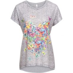 Shirt z nadrukiem w motyle bonprix jasnoszary melanż z nadrukiem. Bluzki damskie bonprix. Za 54.99 zł.