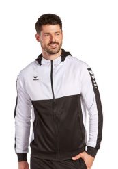 Kurtka treningowa z kapturem Erima Six Wings. Białe kurtki męskie Erima, xl, bez wzorów, z bawełny, eleganckie, z kapturem. Za 306.99 zł.