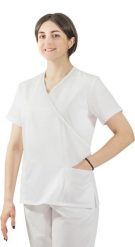 Visent Bluza medyczna kosmetyczna damska lekarska biały / biała lamówka 50. Białe bluzy damskie Visent, bez wzorów, bez kaptura. Za 64.99 zł.