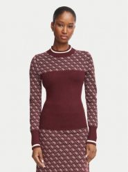 Guess Sweter W5BR24 Z3JD2 Bordowy Slim Fit. Czerwone swetry damskie Guess, xl, z aplikacjami, z syntetyku, bez kołnierzyka, bez ramiączek, bez kaptura. Za 434.99 zł.