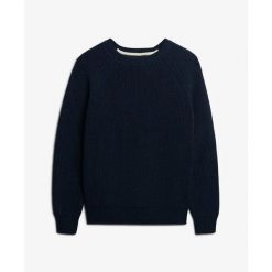 Sweter żeński w prążki Superdry. Niebieskie swetry damskie Superdry., na zimę, bez wzorów, z dzianiny, bez kołnierzyka, bez ramiączek, bez kaptura. Za 284.00 zł.