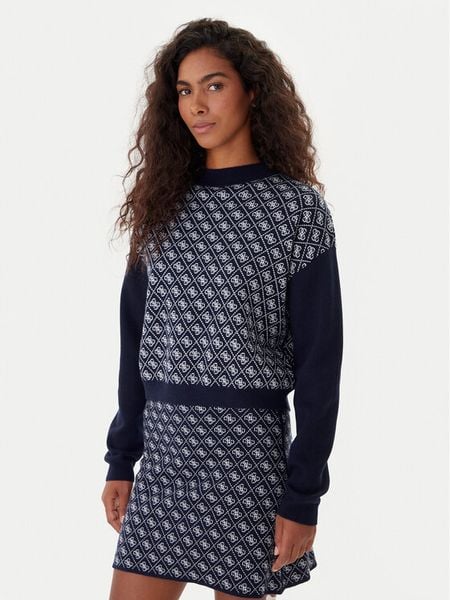 Guess Golf W5BR23 Z3JD2 Granatowy Relaxed Fit. Niebieskie swetry damskie Guess, l, z aplikacjami, z syntetyku, bez kołnierzyka, bez ramiączek, bez kaptura. Za 249.99 zł.