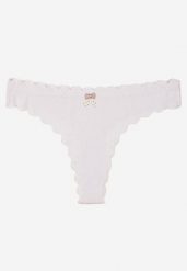 Białe Prążkowane Majtki Stringi z Bawełny Ilweda. Białe stringi damskie Renee, l, bez wzorów, z bawełny. Za 4.99 zł.