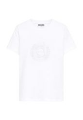 T-shirt chłopięce Moschino biały. Białe t-shirty dla chłopców MOSCHINO, bez wzorów, z materiału, bez ramiączek. Za 446.50 zł.