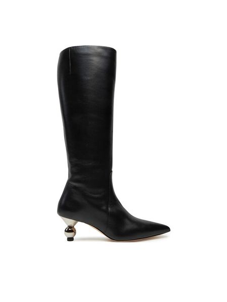 Weekend Max Mara Kozaki 2425796015600 Czarny. Czarne kozaki damskie Weekend Max Mara, ze skóry, bez obcasa, na słupku. Za 1,449.00 zł.