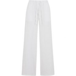 Damskie spodnie z szerokimi nogawkami Urban Classics Structured. Białe spodnie sportowe damskie Urban Classics, bez wzorów. Za 206.00 zł.